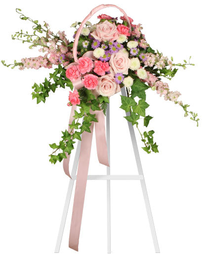 DELICATE PINK SPRAY FUNERAL ARRANGEMENT