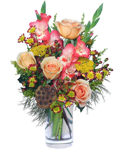 PEACHY KEEN VASE OF FLOWERS
