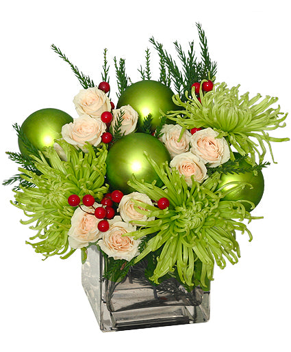 GLAMOROUS GREEN HOLIDAY BOUQUET