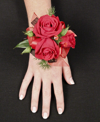 PUTTING ON THE RITZ RED PROM CORSAGE – Flowers 'N' Things PUTTING ON THE RITZ RED PROM CORSAGE – Flowers 'N' Things