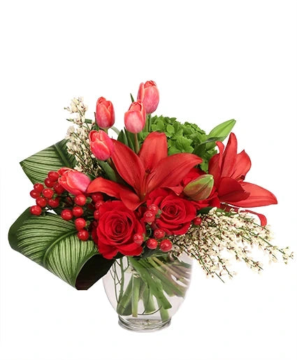 SOPHISTICATED SCARLET VASE ARRANGEMENT