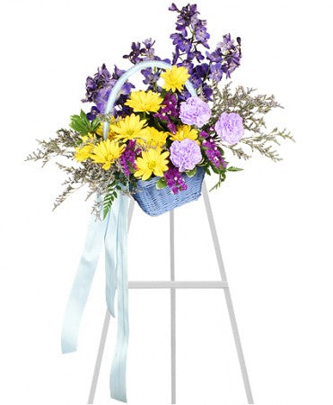 BLESSED BLUE SPRAY FUNERAL ARRANGEMENT