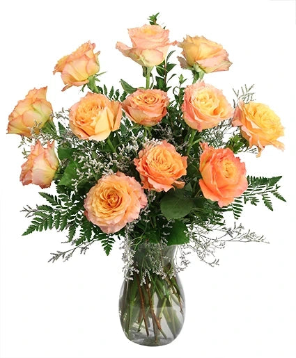 A FREE-SPIRIT DOZEN ROSE ARRANGEMENT