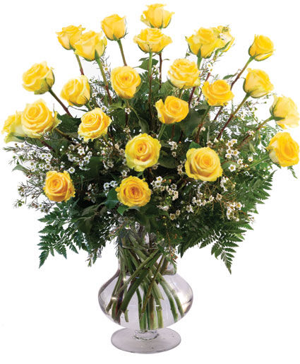 TWO DOZEN YELLOW ROSES VASE ARRANGEMENT