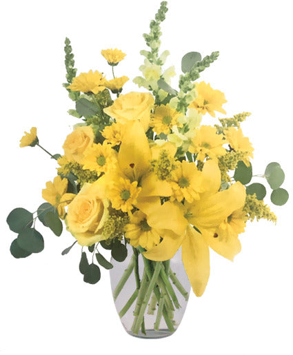 YELLOW FRENZY VASE ARRANGEMENT